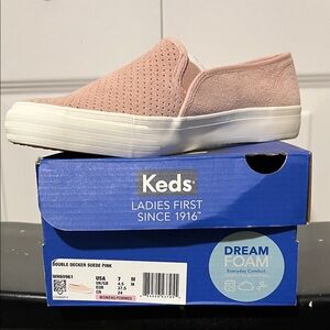Keds Kids Pink Suede Slip-On Sneakers